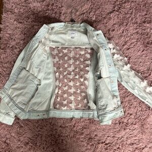 Stylish Denim Jacket with Sheer Butterfly Sleeves
